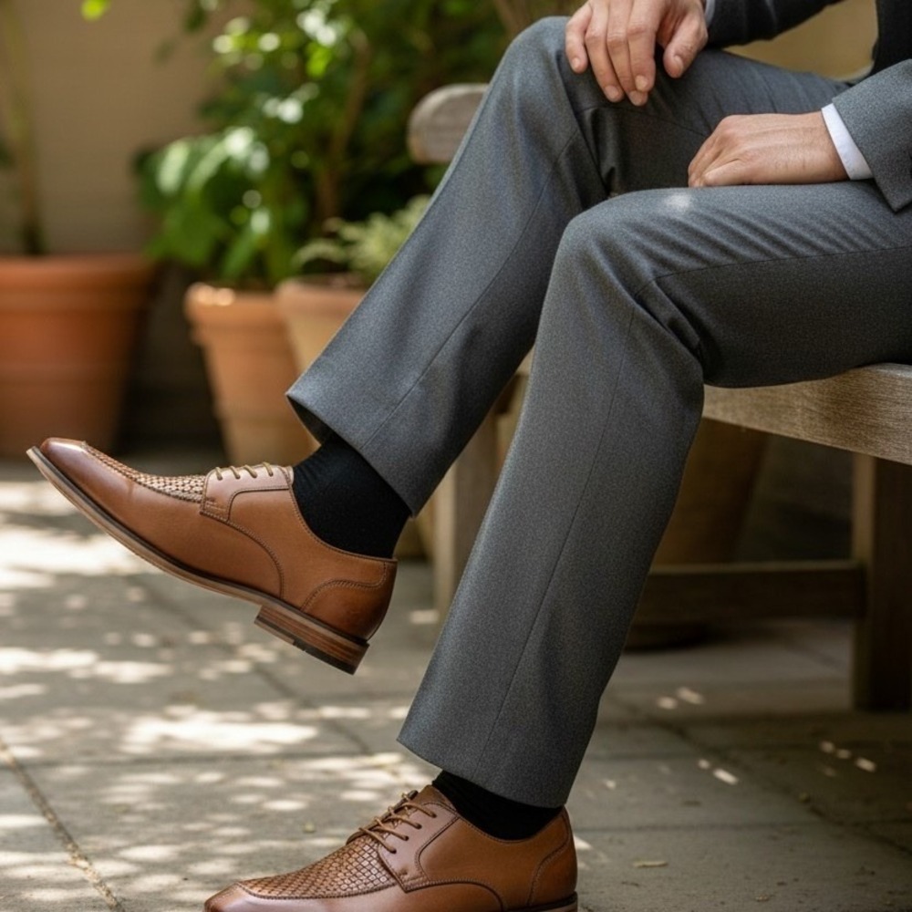Stacy Adams Woven Leather Derby Dress Shoes Mens 9M Brown Good